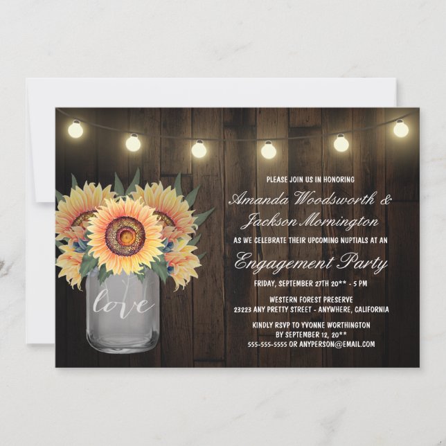 Mason Jar + Tournesol Invitations (Devant)