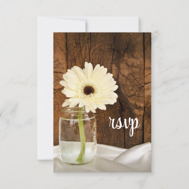 Mason Jar White Daisy Mariage campagnard carte RSV (Devant)