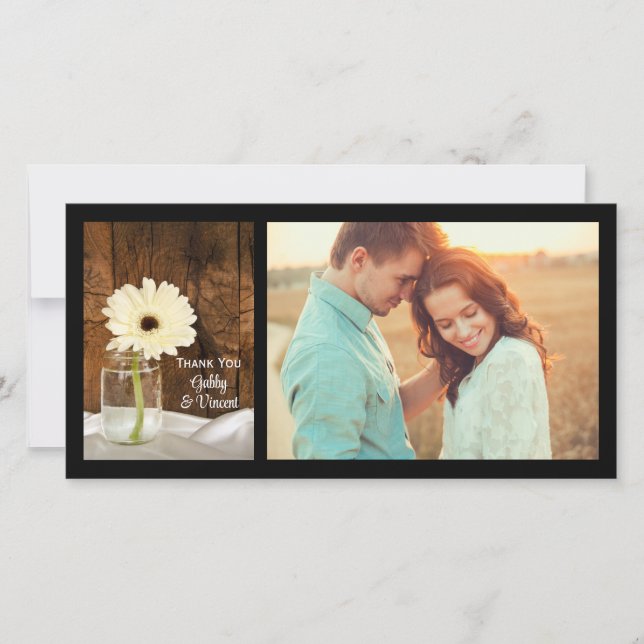 Mason Jar White Daisy Mariage campagnard Merci (Devant)