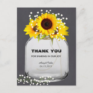 Mason jarre tournesol tableau merci cartes postale