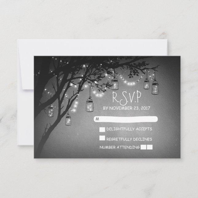 Mason jarres arbre pays mariage rustique cartes RS (Devant)
