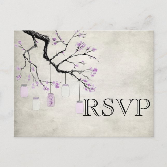 Mason Jars en Lavender Wedding Carte RSVP (Devant)