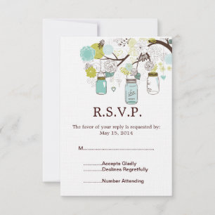 Mason Jars et Blue Green Flowers Mariage RSVP