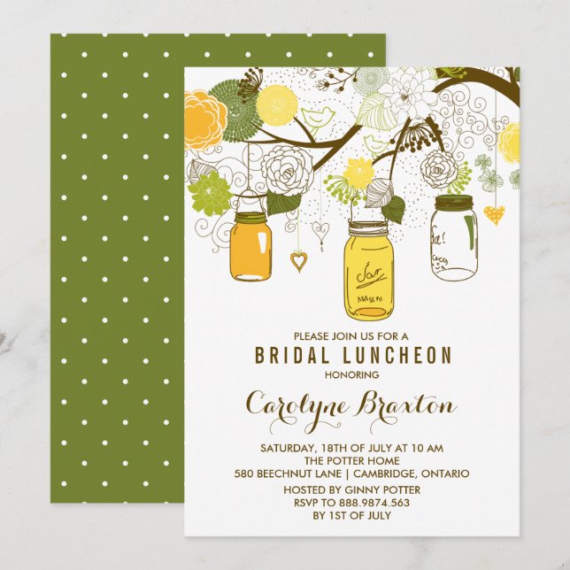 Mason Jars | Invitation au déjeuner nuptial (Devant / Derrière)