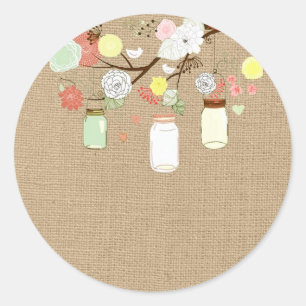 Mason Jars sur Sticker Faux Burlap