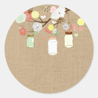 Mason Jars sur Sticker Faux Burlap