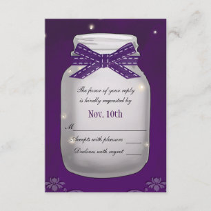 Mason violet Jar avec Fireflies Carte de réponse R