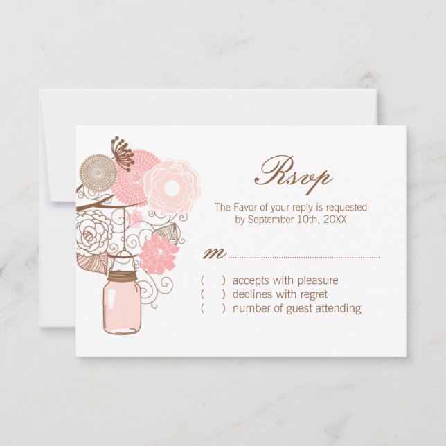 Mason Whimsical Jar Wedding Cartes RSVP (Devant)