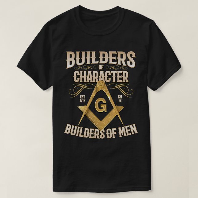 Masonic Builders of Character Freemason T-Shirt (Design devant)
