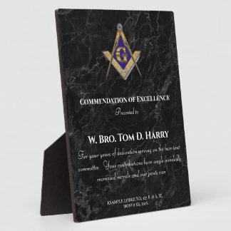 Masonic Lodge Appreciation Award Plaque