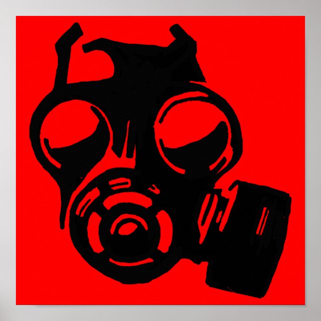 Masque à gaz Gasmask Graphique Pochoir Affiche Sig (Devant)