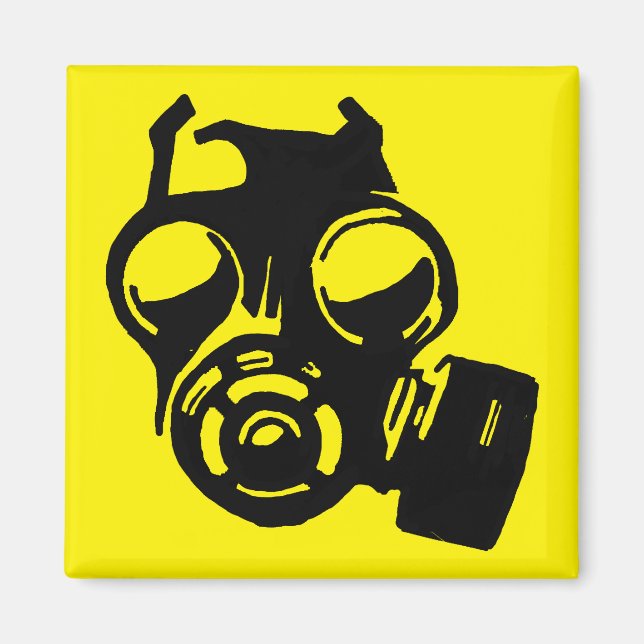 Masque à Gaz Pochoir Graphique Magnet Frigo (Devant)