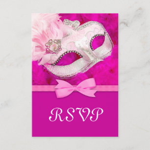 Masque à plumes rose chaud RSVP de soirée masquée