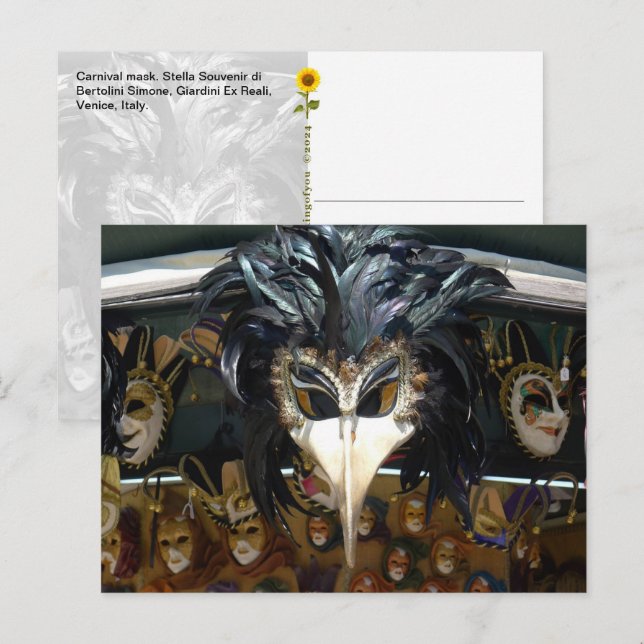 Masque Carnaval, Venise, Italie - carte postale (Devant / Derrière)