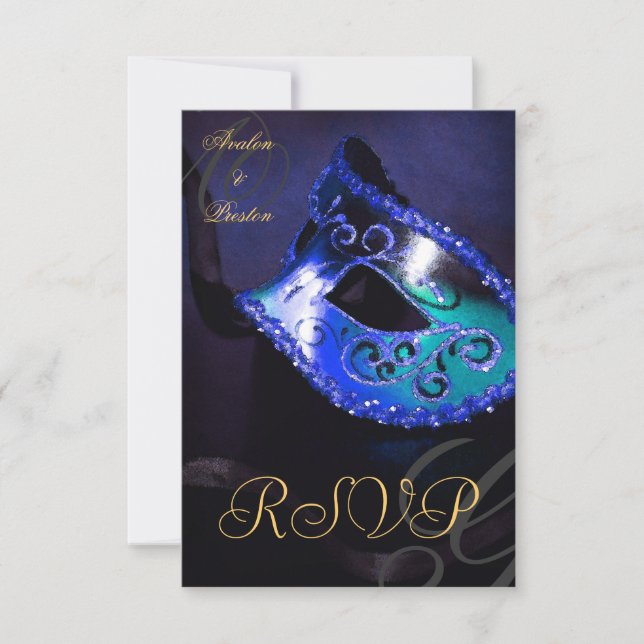 Masque de Bal Masqué Tourbillon Bleu Invitation RS (Devant)