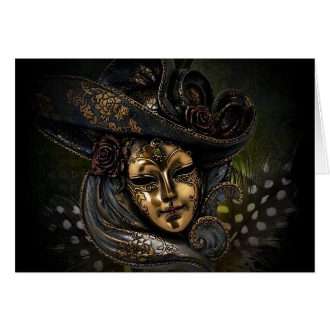 Masque de carnaval d'or avec le casquette et les (Devant Horizontal)
