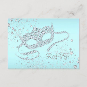 Masque de diamant bleu sarcelle, RSVP à la soirée 