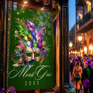 Masque de Mascarade de Mardi Gras   Affiche verte