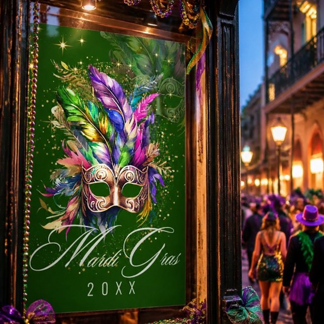 Masque de Mascarade de Mardi Gras | Affiche verte (Créateur téléchargé)
