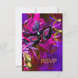 Masque de mascarade de réponse RSVP Champagne