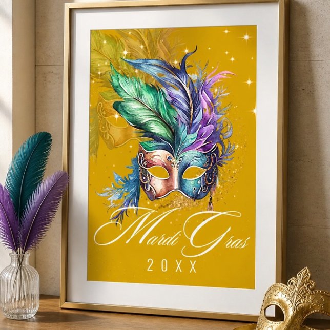 Masque de Mascarade Mardi Gras | Affiche Or (Créateur téléchargé)