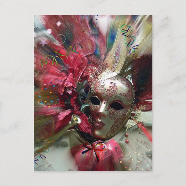 Masque de mascarade rouge Carte postale d'art fant (Devant)