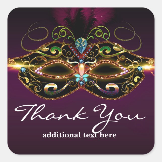 Masque de masquerade violet autocollant de faveur  (Devant)