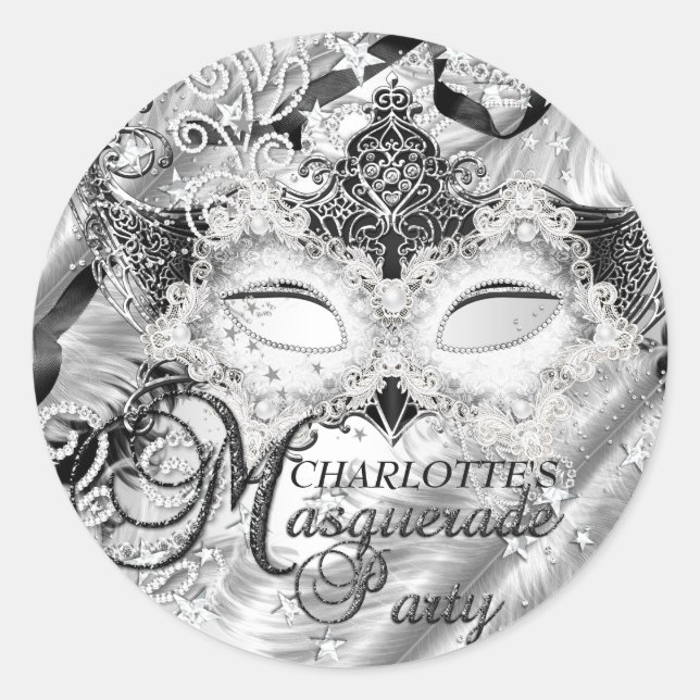 Masque de paillettes d'argent Autocollant Masquera (Devant)