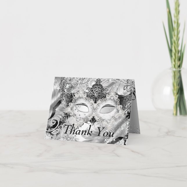 Masque de paillettes d'argent Mascarade Merci (Devant)