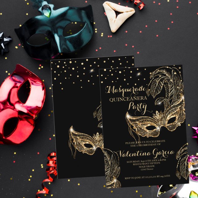 Masque de paillettes pour invitation de quinceañer (Créateur téléchargé)