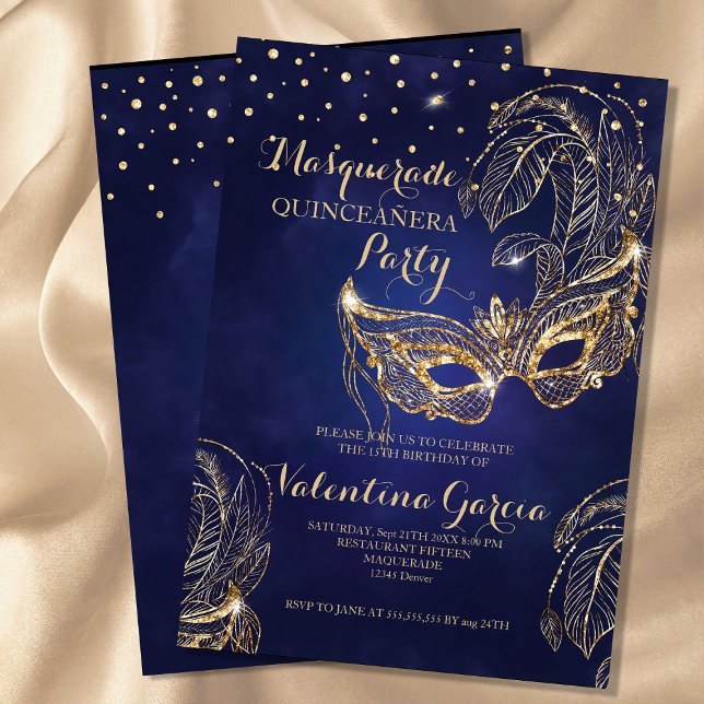 Masque de paillettes pour invitation de quinceañer (Créateur téléchargé)