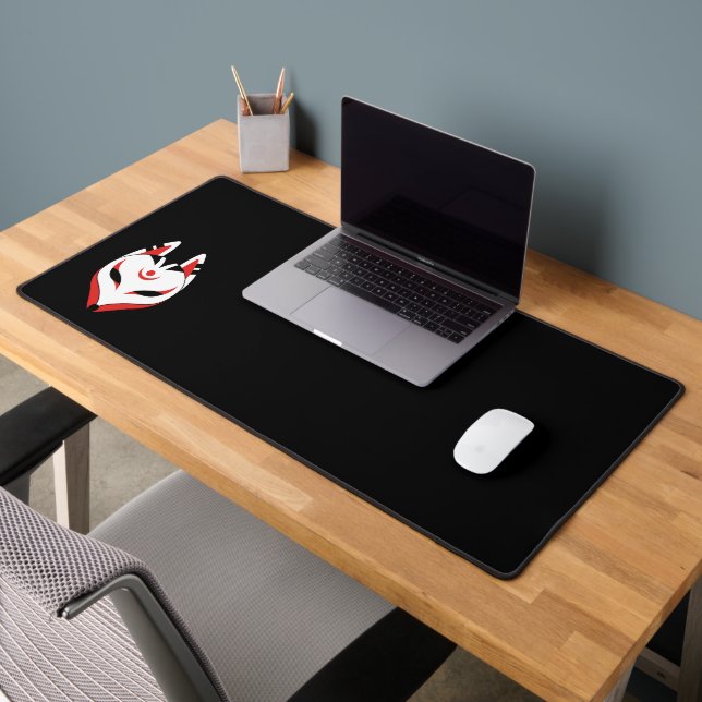 Masque de renard Kitsune japonais sur fond noir (Bureau 2)
