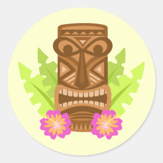 Masque de tiki tropical hibiscus autocollants mign