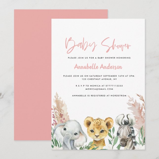 Masque de vidange animal mignon baby shower (Devant / Derrière)