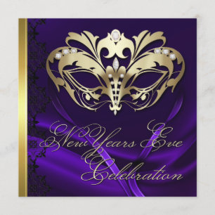 Masque d'or Purple Invitation de Nouvel An