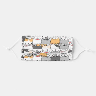 Masque En Tissu Doodle mignon chat face sans couture motif