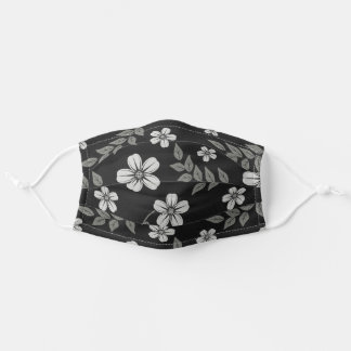 Masque En Tissu motif de fleurs et feuilles noires et blanches