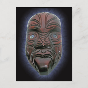 Masque Maori sculpté - Carte postale
