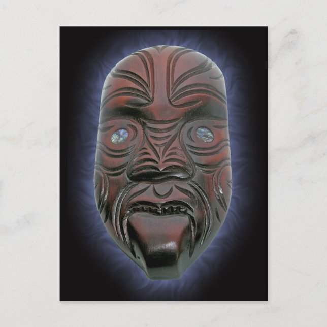 Masque Maori sculpté - Carte postale (Devant)