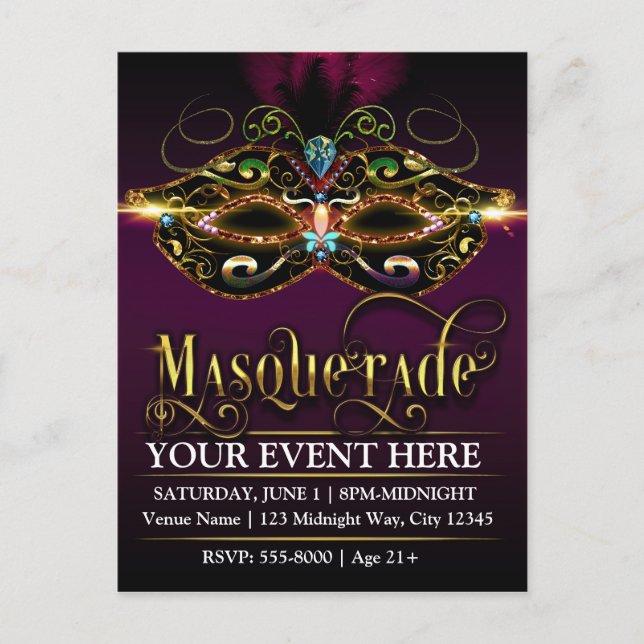 Masque MASQUERADE Purple PromoParty Carte postale (Devant)