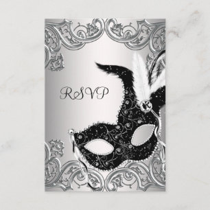 Masque noir argenté RSVP pour soirée masquée