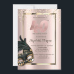 Masque Rose Gold 40th Birthday Invitation<br><div class="desc">Elegant masque et confetti sur rose arrière - plan or.</div>