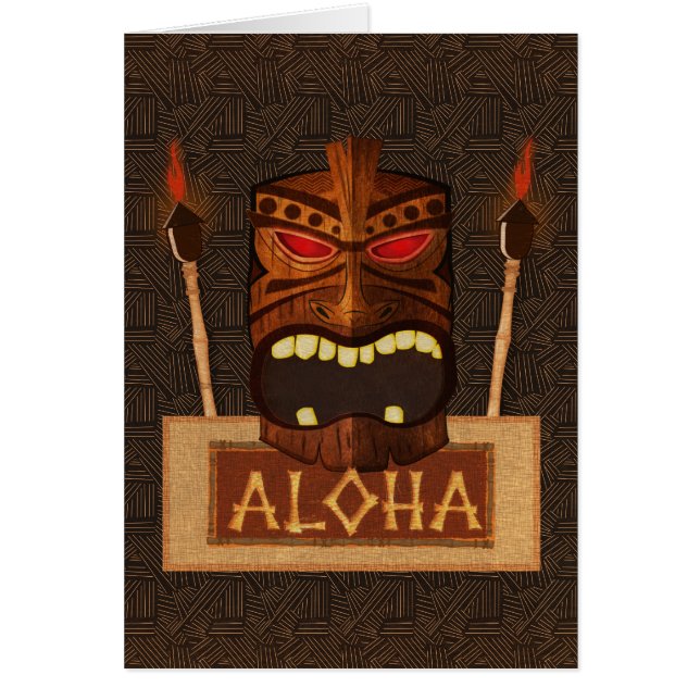 Masque Tiki en bois Vintage Rétro ALOHA Hawaiian (Devant)