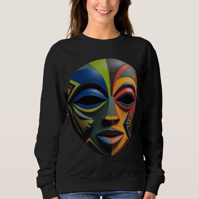 Masque tribal africain Cubisme Abstrait Sweatshirt (Devant)