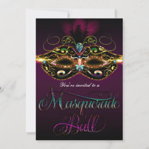MASQUERADE BALL Mutli Color Fun Party Invitations