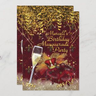 Masquerade de Hommes Mardi Gras Invitation de fête