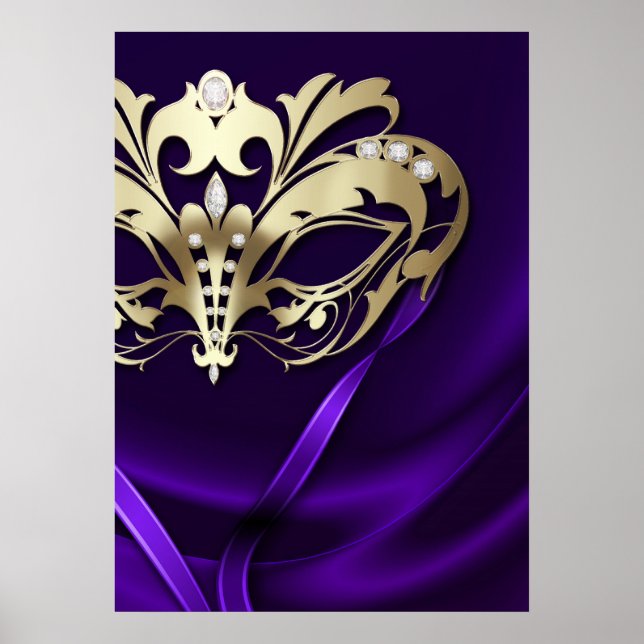 Masquerade de minuit Faux Jewel Purple Poster (Devant)