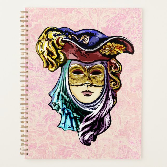 Masquerade Masque sur Dusty Pink Brocade Motif (Devant)