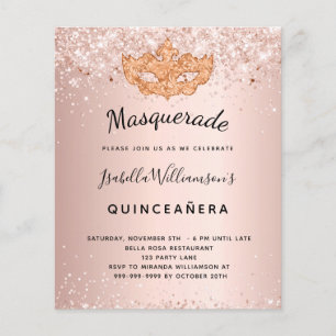 Masquerade or rose Quinceanera invitation