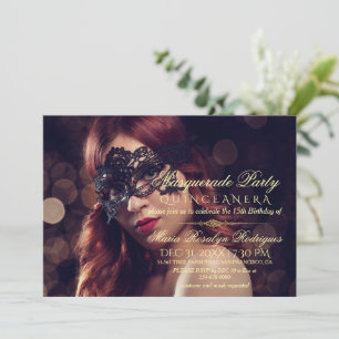 Masquerade Quinceanera Photo Invitation